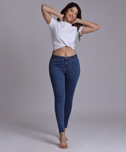 Mid Waist Blue Jean